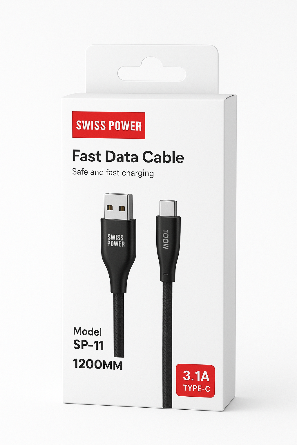 Swiss Power 3.1A USB-A to Type-C Hızlı Şarj-Data Kablosu 