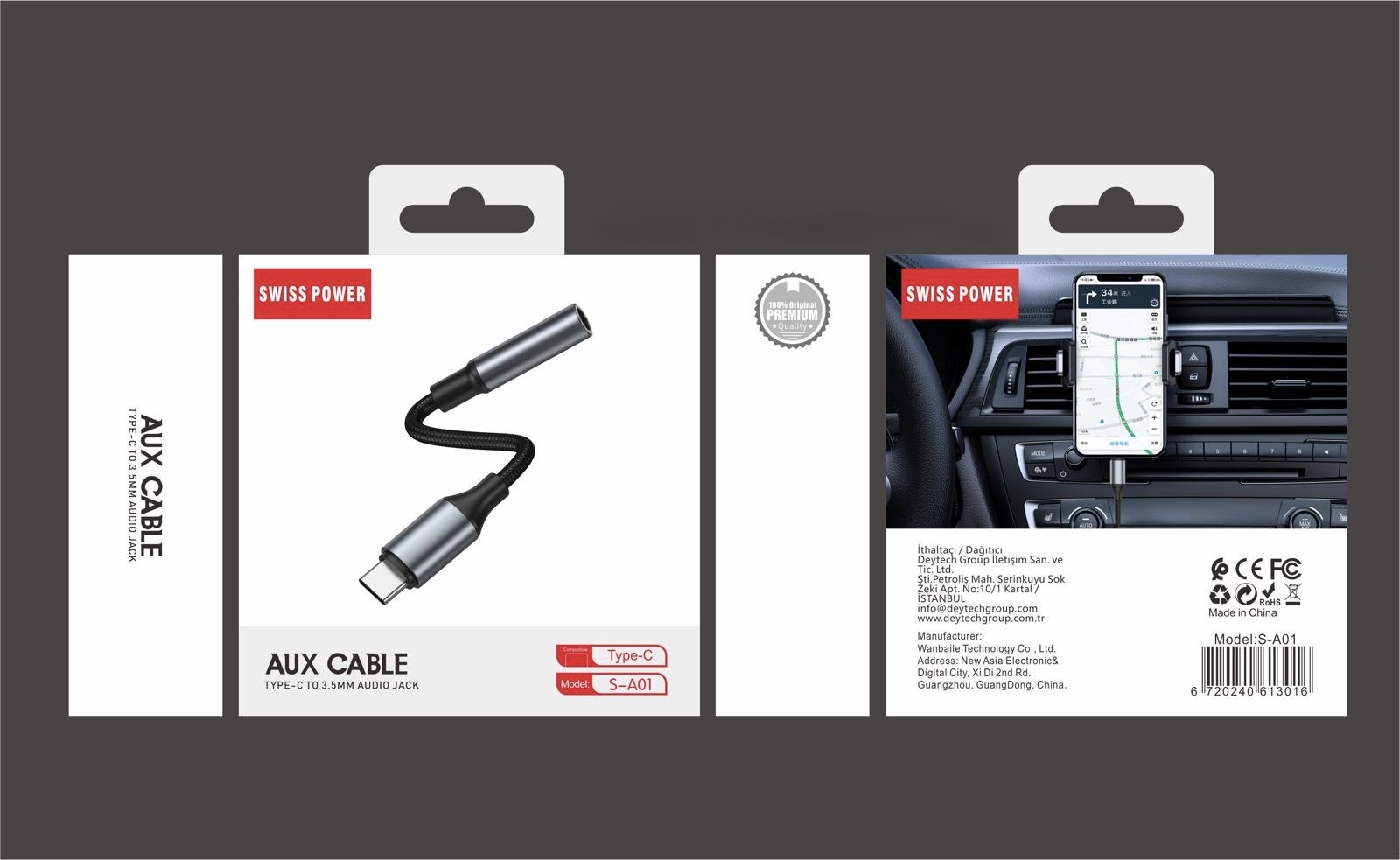 SWİSS POWER AUX CABLE TYPE-C to 3.5mm AUDİO JACK ADAPTER
